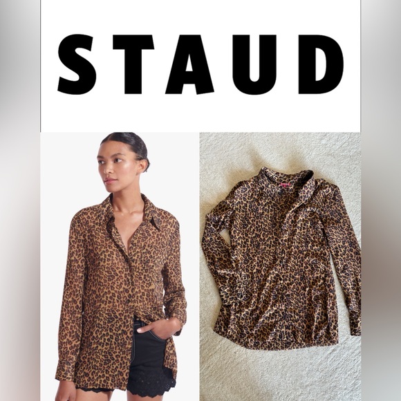 STAUD Animal Print Button-Up Shirt - Picture 1 of 5